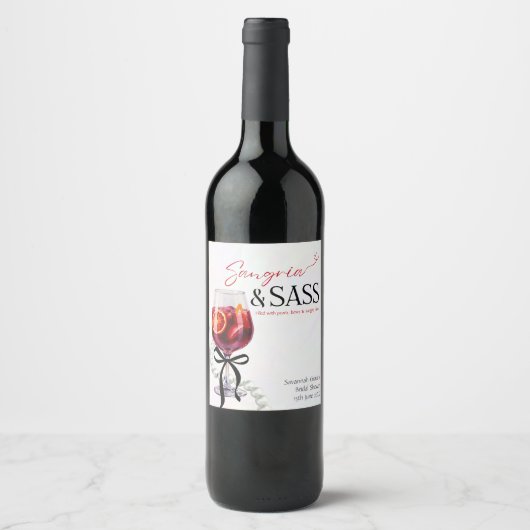 Sangria & Sass, Parels, Bogen Wijn Etiket (Voorkant)
