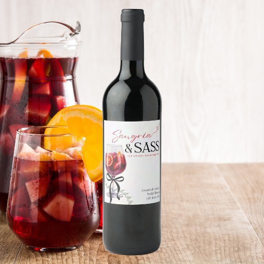 Sangria & Sass, Parels, Bogen Wijn Etiket