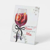 Sangria & Sass raden hoeveel kussen Reclamebord Met Voetstuk (Voorkant)