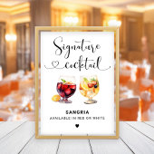 Sangria Signature Cocktail Heart Script Sign Kaart