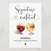 Sangria Signature Cocktail Heart Script Sign Kaart (Voorkant)
