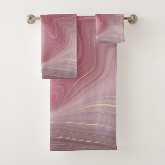 Sangria Strata | Moody roze en Paarse Luxe Agate Bad Handdoek (Insitu)