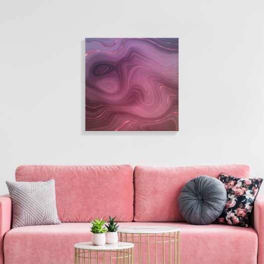 Sangria Strata | Moody roze en Paarse Luxe Agate Canvas Afdruk (Insitu (Woonkamer))