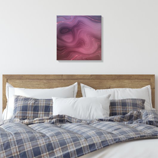 Sangria Strata | Moody roze en Paarse Luxe Agate Canvas Afdruk (Insitu (Slaapkamer))