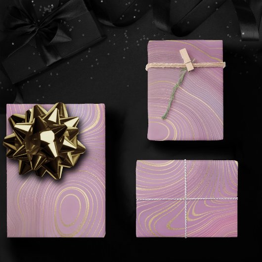 Sangria Strata | Moody roze en Paarse Luxe Agate Inpakpapier Vel