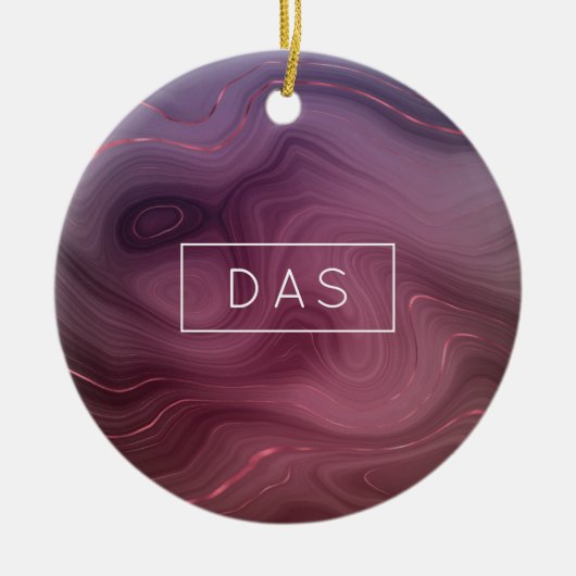 Sangria Strata | Moody roze en Paarse Luxe Agate Keramisch Ornament (Voorkant)