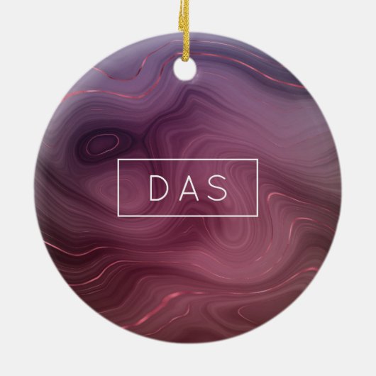 Sangria Strata | Moody roze en Paarse Luxe Agate Keramisch Ornament (Achterkant)