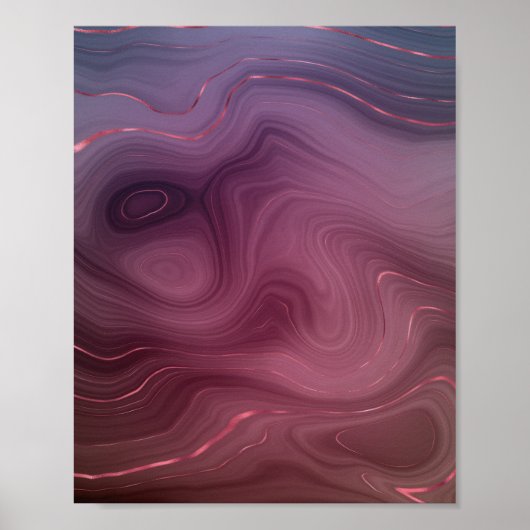 Sangria Strata | Moody roze en Paarse Luxe Agate Poster (Voorkant)