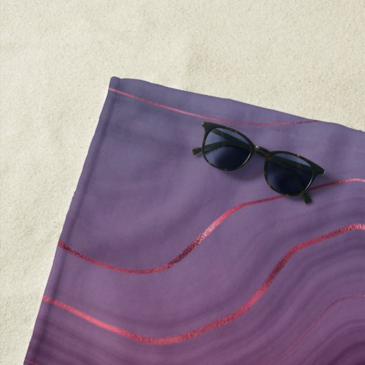 Sangria Strata | Moody roze en Paarse Luxe Agate Strandlaken (In situ)