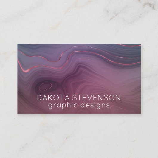 Sangria Strata | Moody roze en Paarse Luxe Agate Visitekaartje (Voorkant)