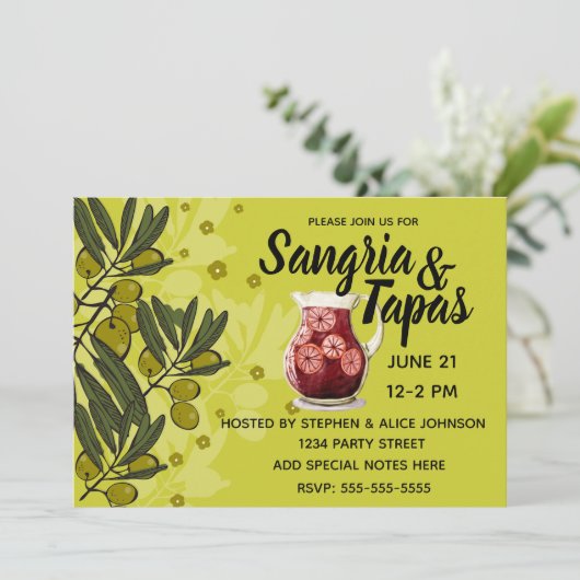 Sangria & Tapas Partij Kaart (Staand voorkant)