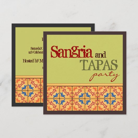Sangria & Tapas Party! Happy Fiesta-uitnodiging Kaart (Voorkant / Achterkant)
