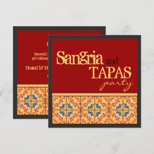 Sangria & Tapas Party! Happy Fiesta-uitnodiging Kaart (Voorkant / Achterkant)