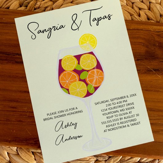 Sangria & Tapas Spaans Cocktail Vrijgezellenfeest Kaart