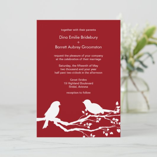 Sangria Tortelduifjes Weddenschap  uitnodiging (Staand voorkant)