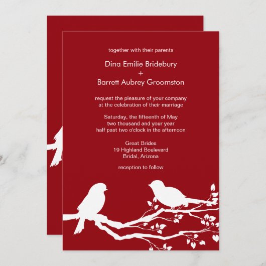 Sangria Tortelduifjes Weddenschap  uitnodiging (Voorkant / Achterkant)