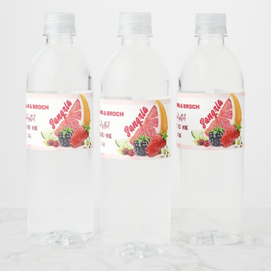 Sangria Tropical Fruit Wedding Waterfles Etiket (Flessen)