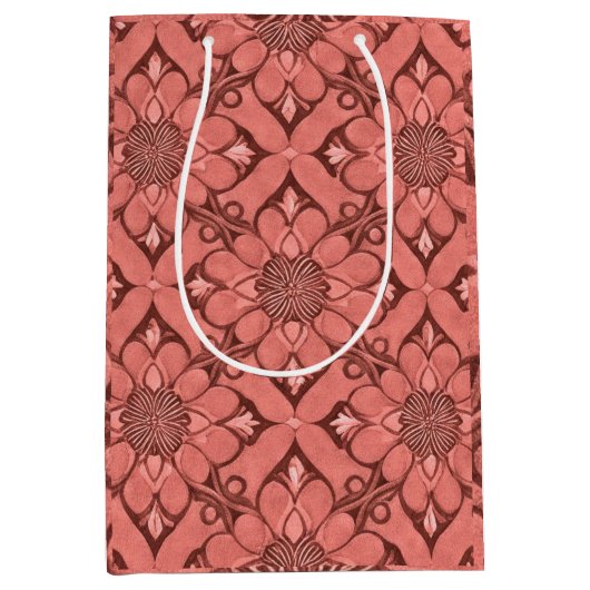 Sangria Victoriaans bloemenrooster ontwerpstijl Medium Cadeauzakje (Voorkant)