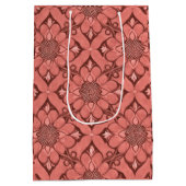 Sangria Victoriaans bloemenrooster ontwerpstijl Medium Cadeauzakje (Achterkant)