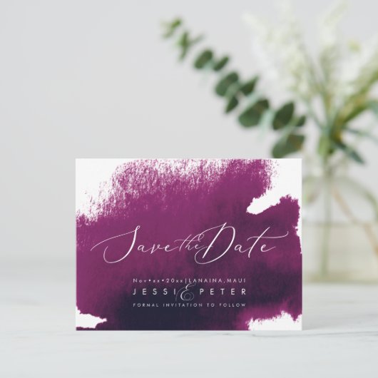 Sangria-Waterverf De datum opslaan Briefkaart (Staand voorkant)