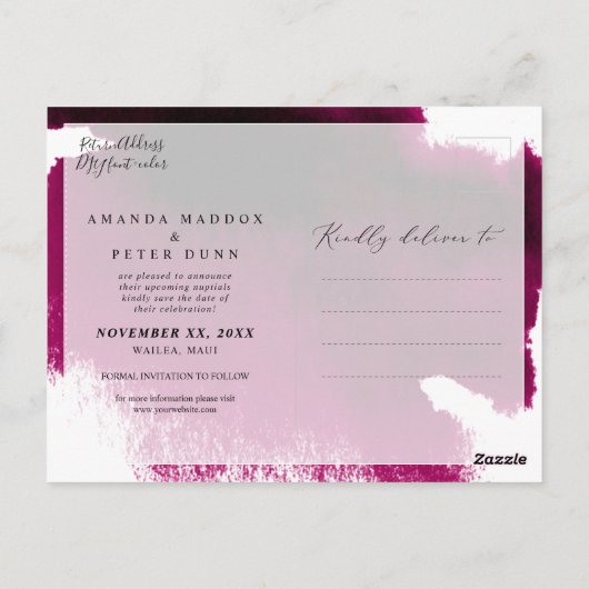 Sangria-Waterverf De datum opslaan Briefkaart (Achterkant)