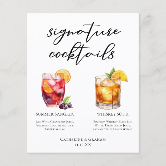 Sangria Whiskey Sour Signature Cocktails Menu (Voorkant)