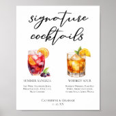 Sangria Whiskey Sour Signature Cocktails Menu Poster (Voorkant)