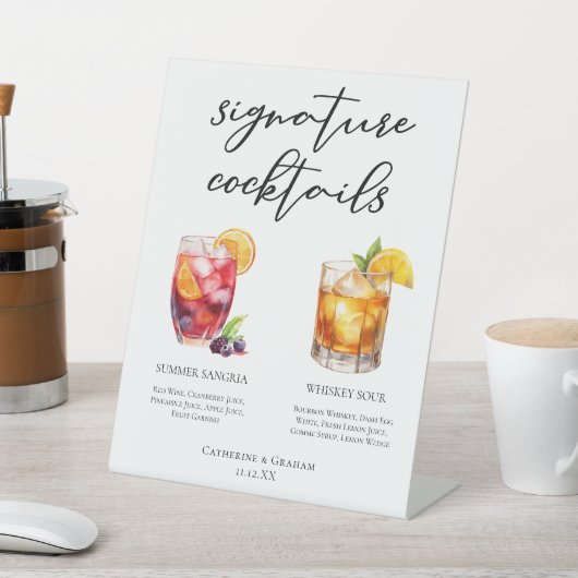 Sangria Whiskey Sour Signature Cocktails Menu Reclamebord Met Voetstuk (Insitu)