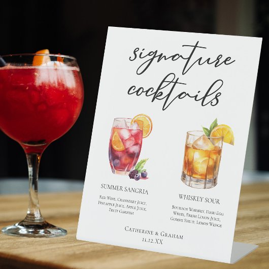 Sangria Whiskey Sour Signature Cocktails Menu Reclamebord Met Voetstuk