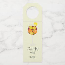 Sangria-wijncocktailmixkit om fruit aan toe te voe flessenhanger