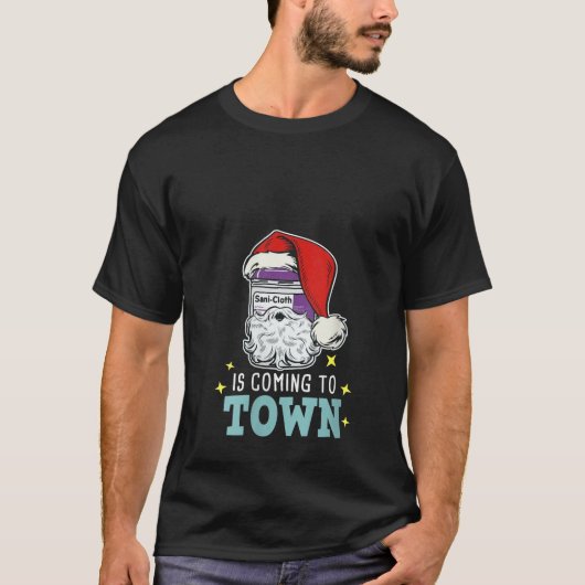 Sani Doek Santa Hoed Grappige Kerstmis Verpleegste T-shirt (Voorkant)