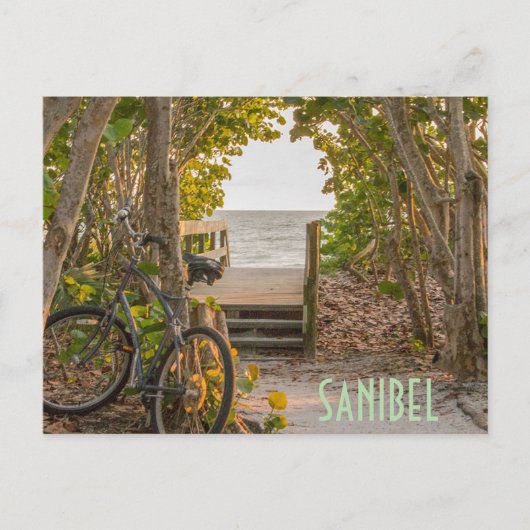 Sanibel Florida Beach Entree met fiets Briefkaart (Voorkant)