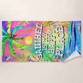 Sanibel is mijn Happy Place Beach Towel Strandlaken (Voorkant)