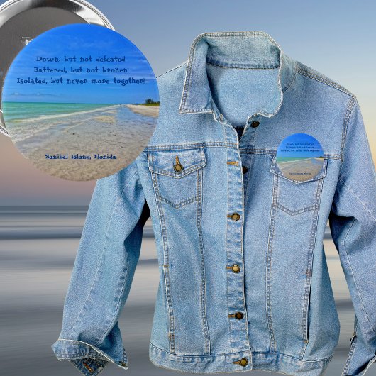 Sanibel Island Beach Florida Pre-orkaan Ian Ronde Button 4,0 Cm