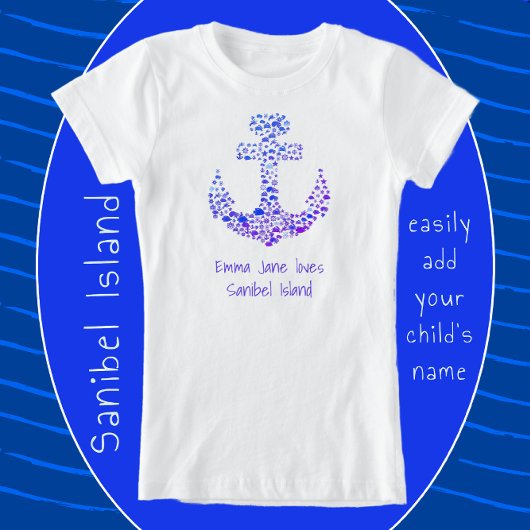 Sanibel Island FL Zee Creatures Anchor and Name T-shirt
