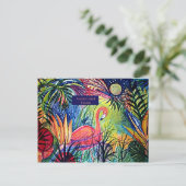 Sanibel Island Flamingo Art Briefkaart (Staand voorkant)