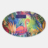 Sanibel Island Flamingo Art Ovale Sticker (Voorkant)