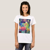 Sanibel Island Flamingo Art T-shirt (Voorkant volledig)