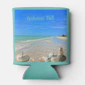 Sanibel Island Florida Beach met Herfst Pompoenen Blikjeskoeler (Achterkant)