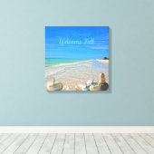 Sanibel Island Florida Beach met Herfst Pompoenen Canvas Afdruk (Insitu (Houten vloer))