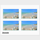 Sanibel Island Florida Beach met Herfst Pompoenen Rechthoekige Sticker (Vel)