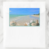 Sanibel Island Florida Beach met Herfst Pompoenen Rechthoekige Sticker (Tas)