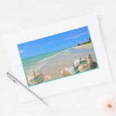 Sanibel Island Florida Beach met Herfst Pompoenen Rechthoekige Sticker (Envelop)
