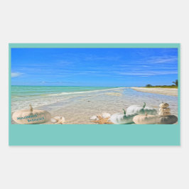 Sanibel Island Florida Beach met Herfst Pompoenen Rechthoekige Sticker