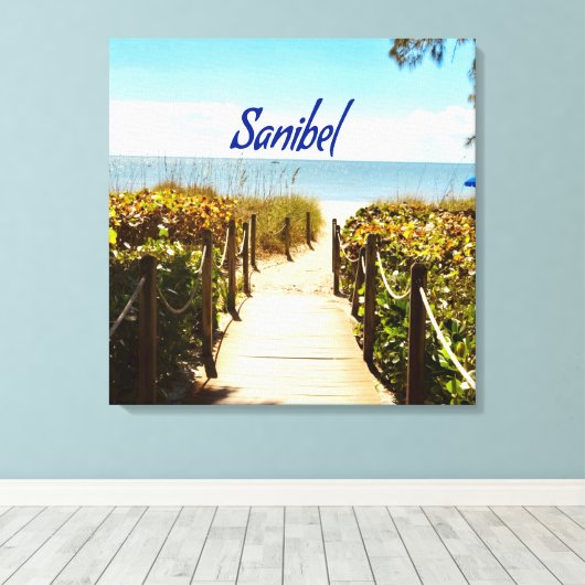 Sanibel Island Florida Beach Ocean Canvas Afdruk (Insitu (Houten vloer))