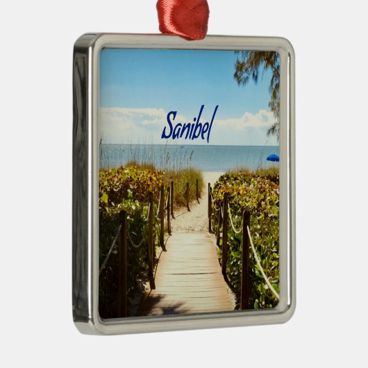 Sanibel Island Florida Beach Ocean Metalen Ornament (Rechts)
