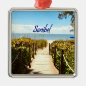 Sanibel Island Florida Beach Ocean Metalen Ornament (Voorkant)