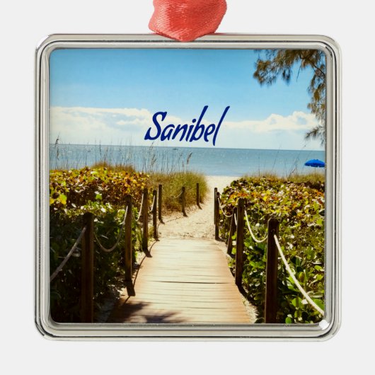 Sanibel Island Florida Beach Ocean Metalen Ornament (Voorkant)