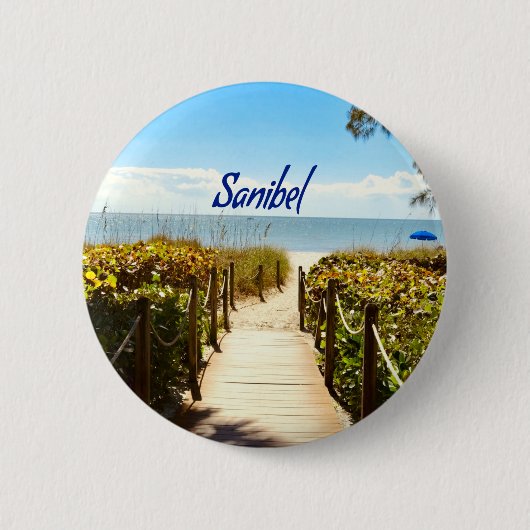 Sanibel Island Florida Beach Ocean Ronde Button 5,7 Cm (Voorkant)