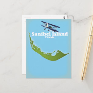 Sanibel Island Florida-kaart Briefkaart